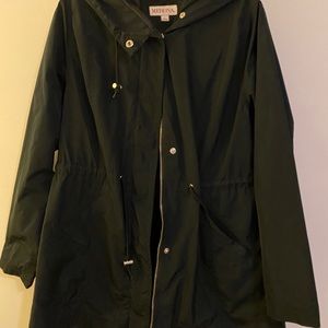 Black rain coat with hood